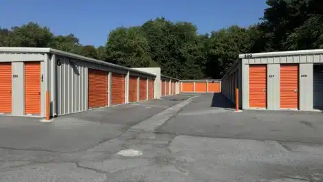 row of units at self storage facility