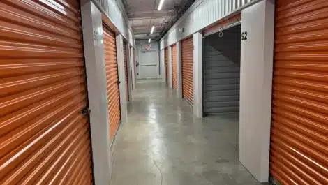 row of units at self storage facility