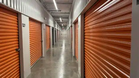 row of units at self storage facility