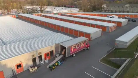 drone view of self storage facility