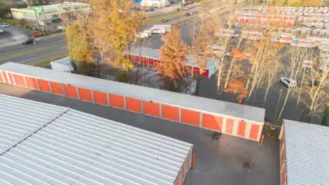 drone footage of self storage facility