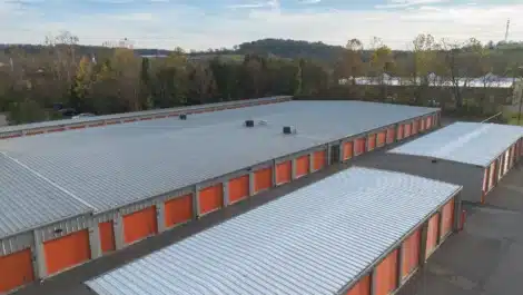 Row of outdoor units at self storage facility