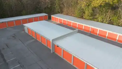 Row of outdoor units at self storage facility