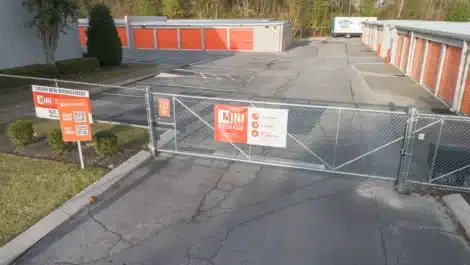 Secure access gate at self storage facility