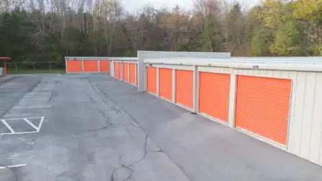 Row of outdoor units at self storage facility