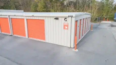 Row of outdoor units at self storage facility