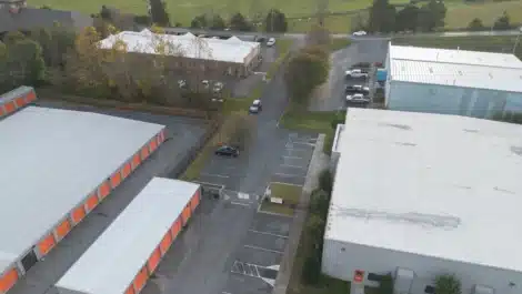 Drone view of self storage facility