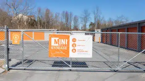 Gate signage of secure self storage facility