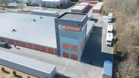 Aerial drone view of Mini Mall Storage Bristol- West State