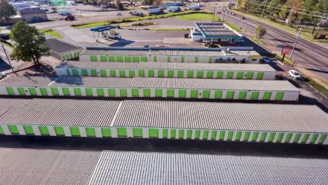 Row of units at self storage facility