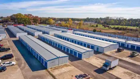 Aerial view of self storage facility