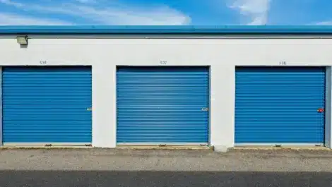 Row of units at self storage facility