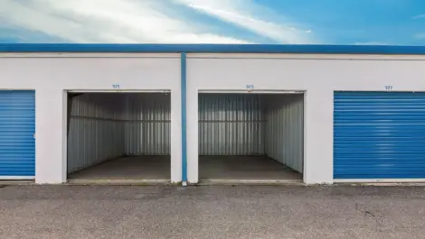 Row of units at self storage facility