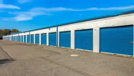 Row of units at self storage facility