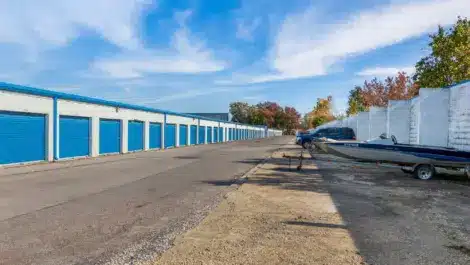 Row of units at self storage facility