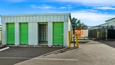 Row of units at self storage facility