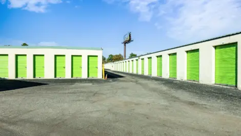 Row of units at self storage facility