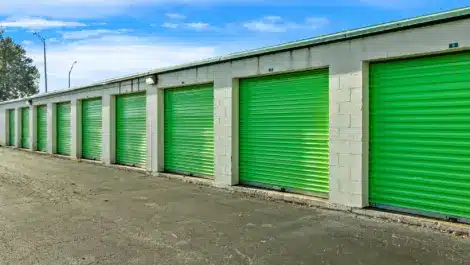 Row of units at self storage facility