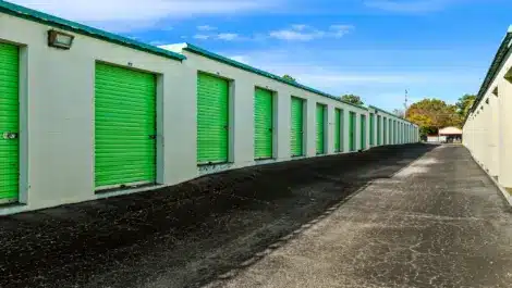 Row of units at self storage facility