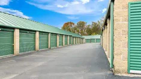 Row of units at self storage facility