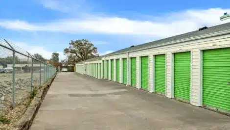 Row of units at self storage facility