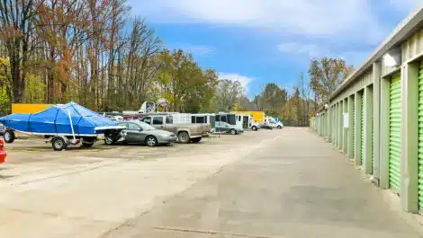 Row of units at self storage facility