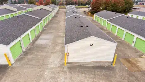 Row of units at self storage facility