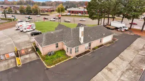 Aerial view of self storage facility