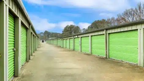 Row of units at self storage facility