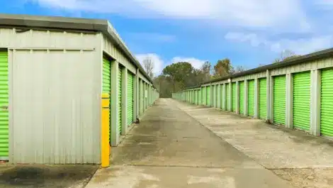 Row of units at self storage facility