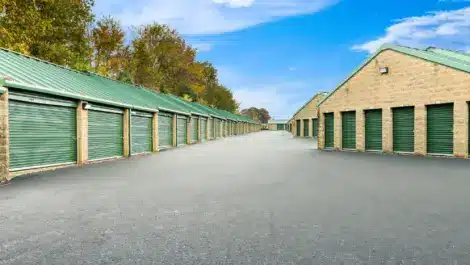 Row of units at self storage facility