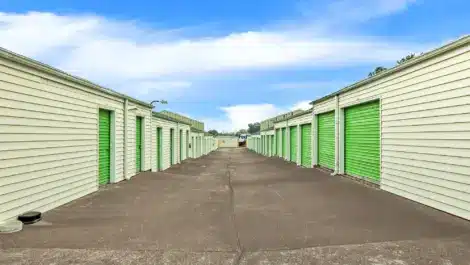 Row of units at self storage facility