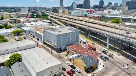 Aerial view of self storage facility