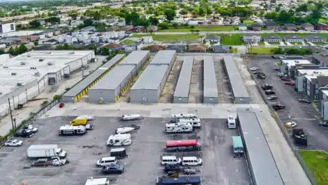 Aerial view of self storage units