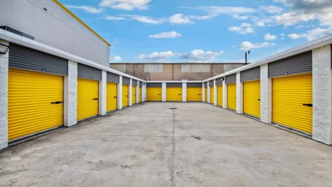 Row of units at self storage facility