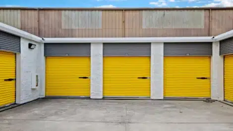 Row of units at self storage facility