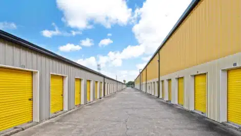 Row of units at self storage facility