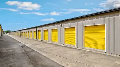 Row of units at self storage facility